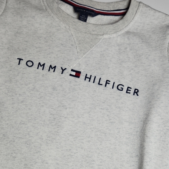 Tommy Hilfiger Sweatshirt Dress XXS Gray Logo Pullover Long Sleeve Pockets Casua - Picture 2 of 6